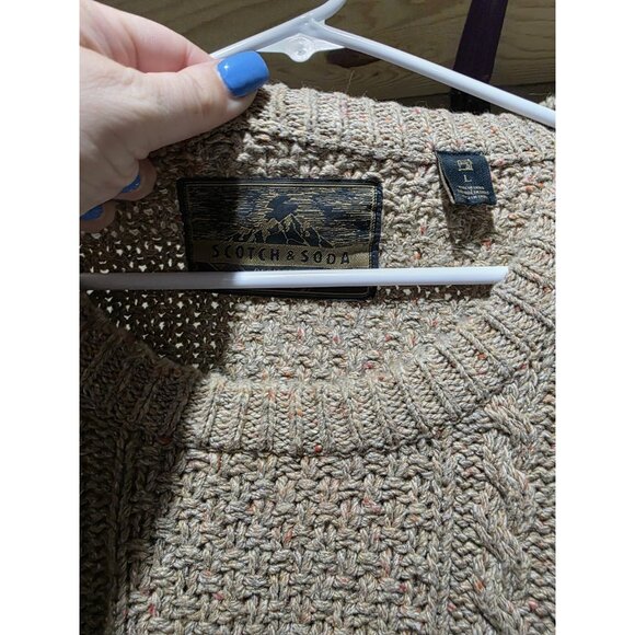 Scotch & Soda Tan Chunky Cableknit Fisherman Sweater Men's Large Pullover - Picture 3 of 7